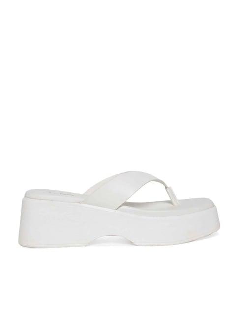 aldo women's white thong wedges