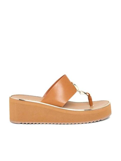 aldo women's brown thong wedges