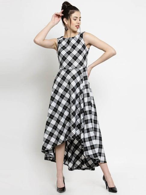 global republic white check high-low dress