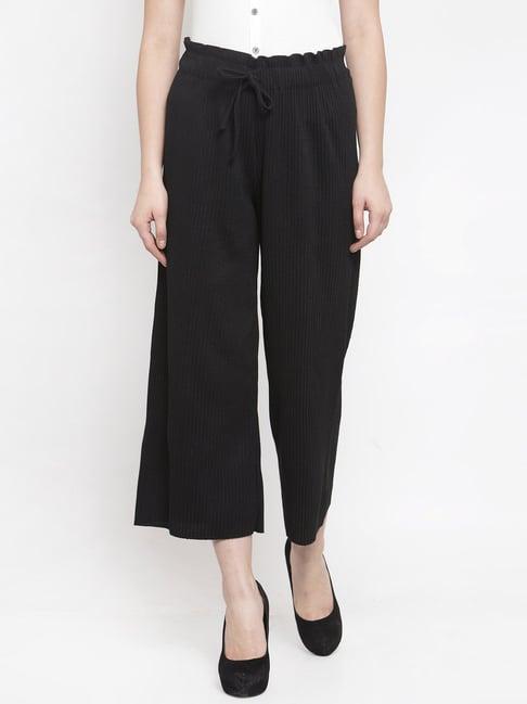 global republic black regular fit drawstring crop pants