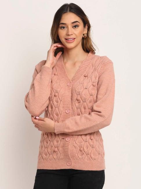 global republic peach self design cardigan