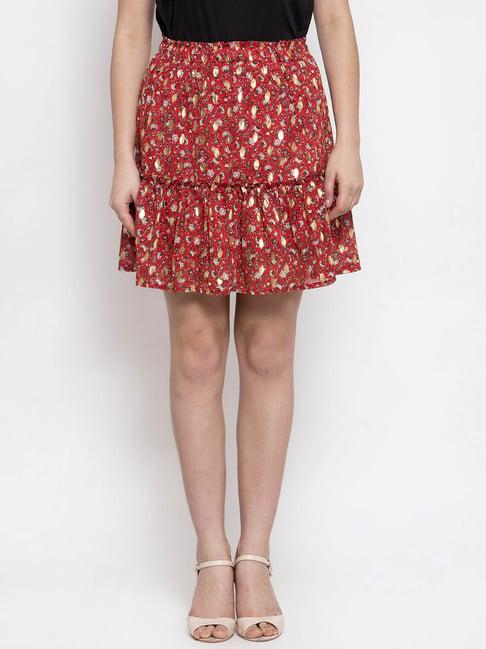 global republic red printed mini skirt