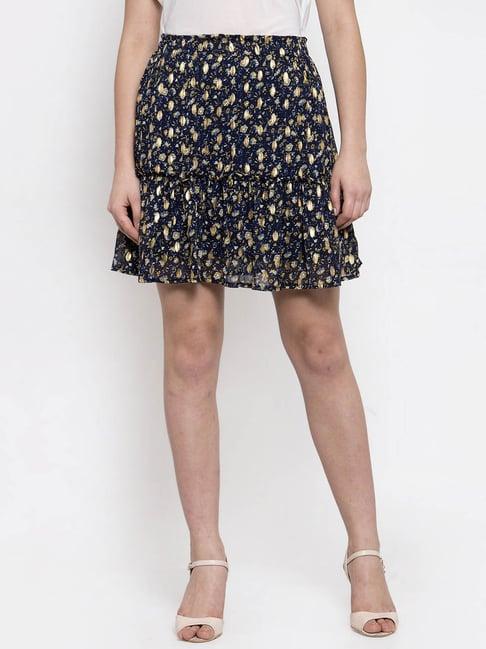 global republic navy printed mini skirt