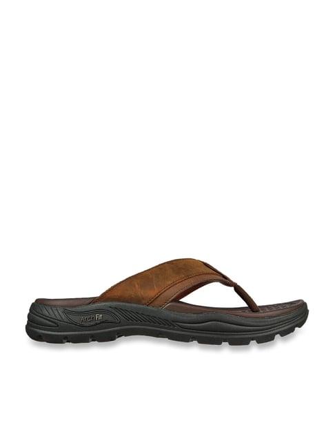 skechers men's arch fit motley sd - malico dark brown casual sandals