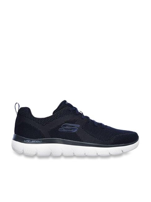 skechers men's summits - brisbane navy casual lace up shoe