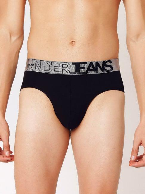 underjeans by spykar black regular fit briefs