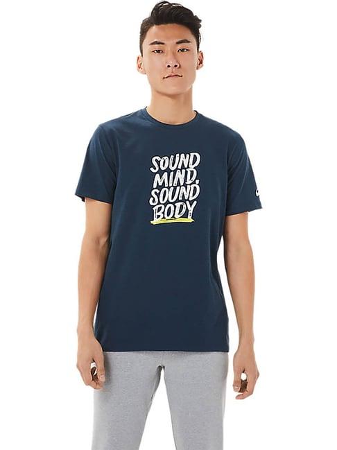 asics blue printed t-shirt