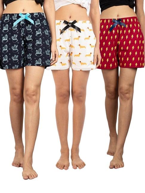 nite flite multicolor printed night shorts (pack of 3)