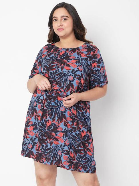 vero moda curve blue printed above knee a-line dress