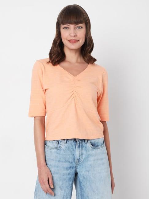 vero moda peach v neck t-shirt