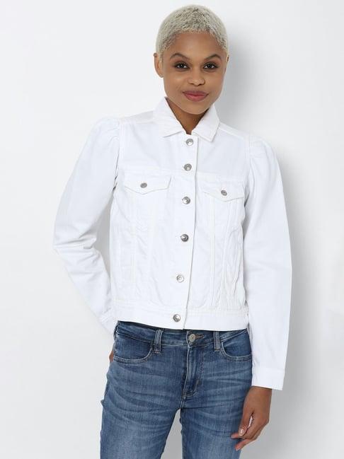 american eagle outfitters white regular fit jacket