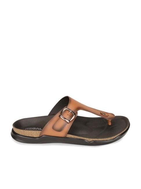 regal men's tan t-strap sandals