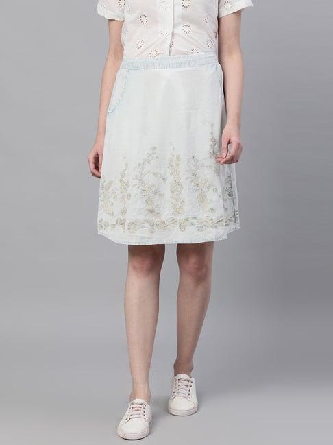 ishin sky blue embroidered a-line skirt