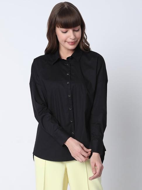 vero moda black shirt collar shirt