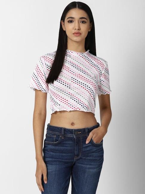 forever 21 white polka dot crop top