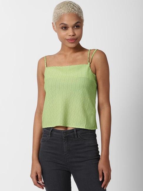 forever 21 green printed top