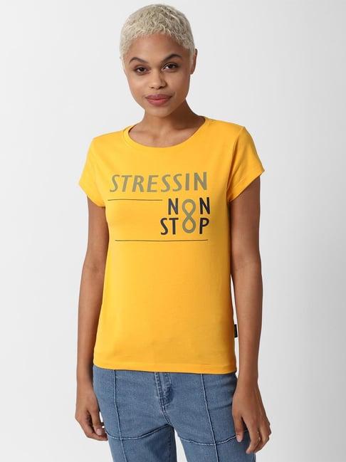 forever 21 yellow graphic print top