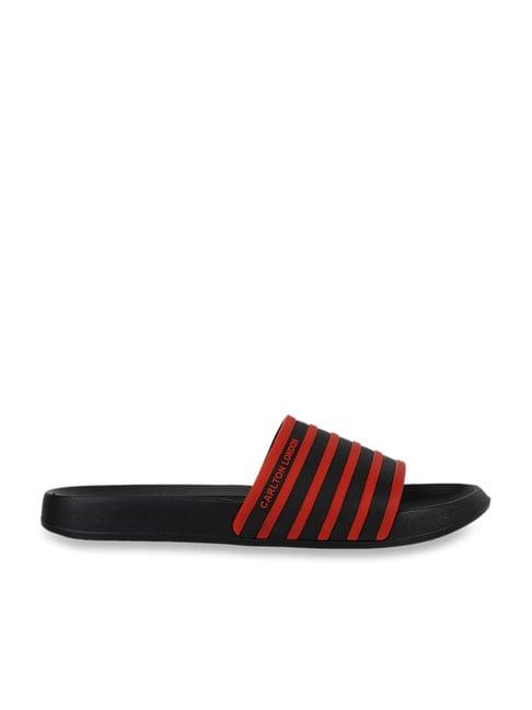 cl sport by carlton london men's black & red slides