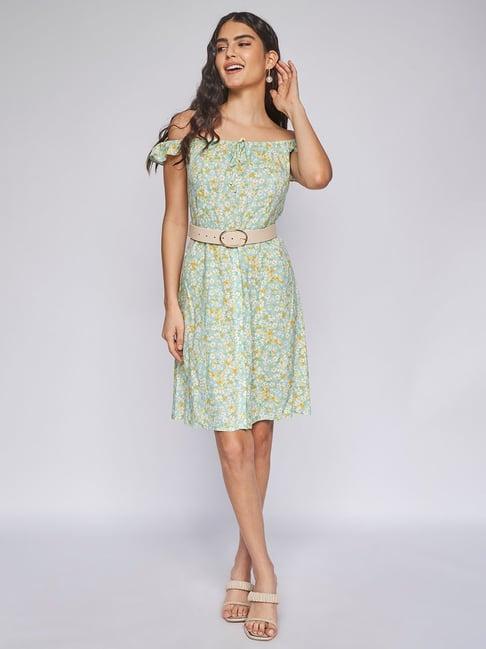 and mint floral print dress