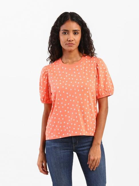 levi's peach floral print top