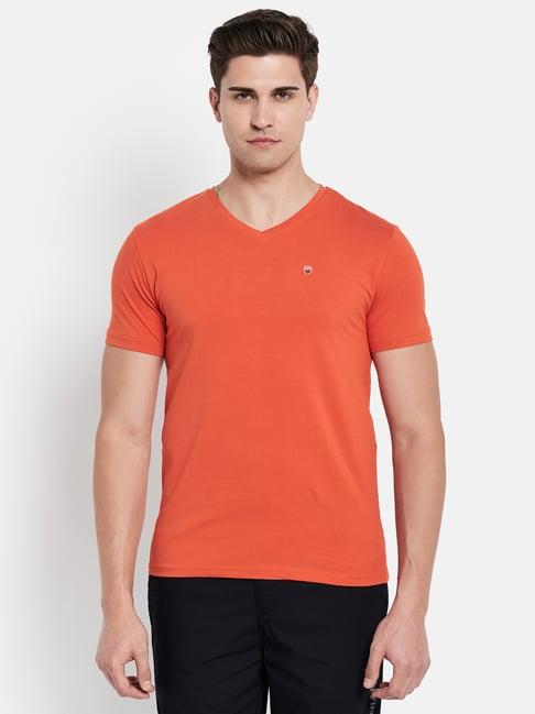 octave orange v neck t-shirt