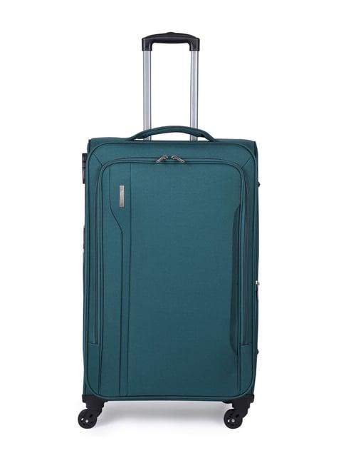 teakwood leathers solid green large soft cabin trolley - 69 cm