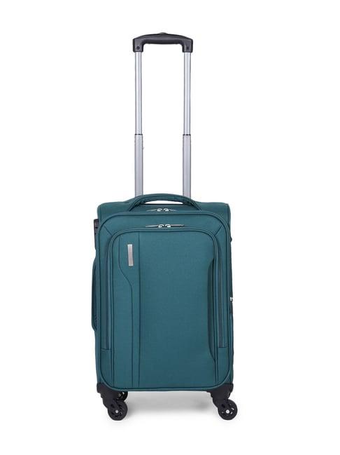 teakwood leathers solid green small soft cabin trolley - 49 cm