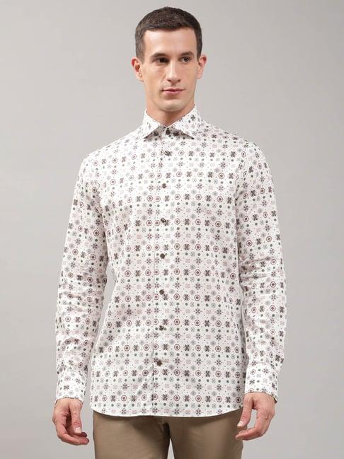 matinique white regular fit printed cotton shirt