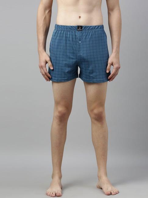 quarantine blue regular fit checks boxers