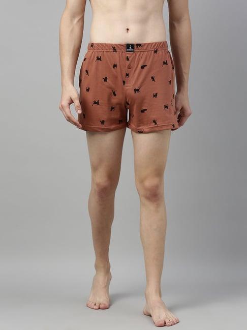 quarantine brown & black regular fit printed boxers