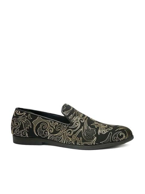 san frissco men's black & gold casual loafers