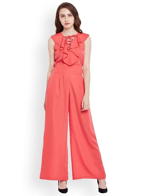 belle fille orange full length jumpsuit