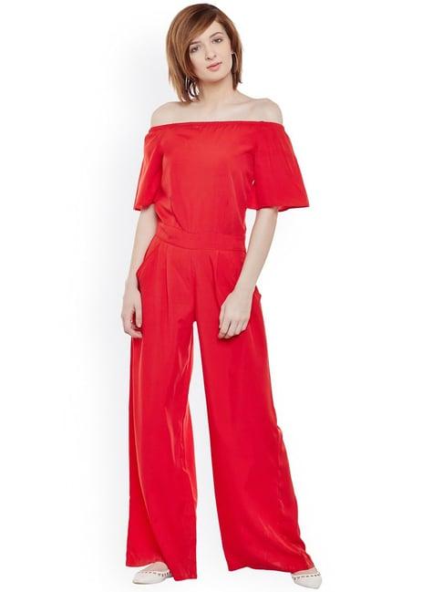 belle fille red full length jumpsuit