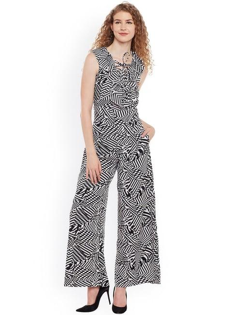 belle fille black & white printed jumpsuit