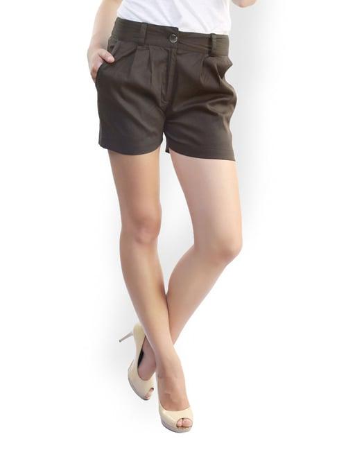 belle fille brown regular fit shorts