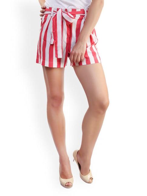 belle fille red & white striped shorts