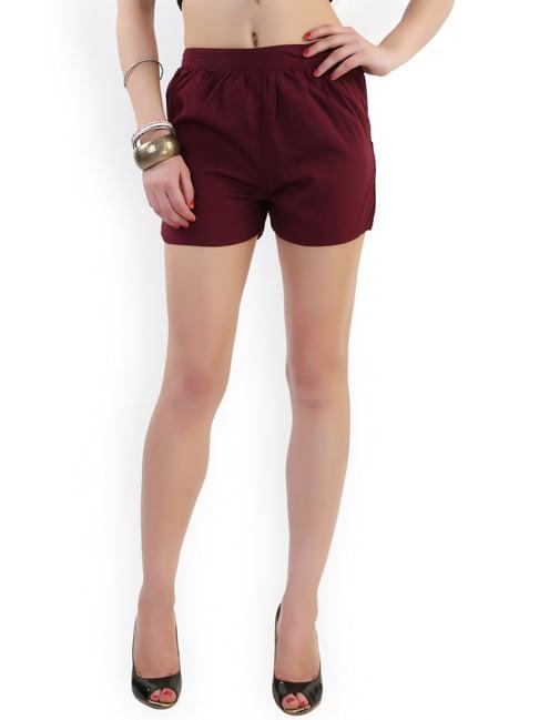 belle fille maroon regular fit shorts