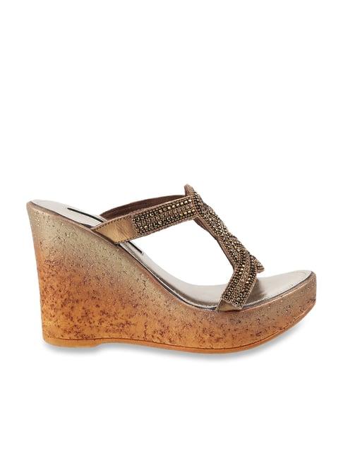 catwalk women's antique gold casual wedges