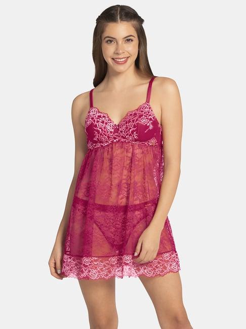 amante magenta lace work babydoll