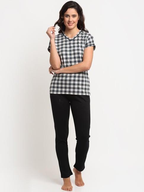 kanvin black checks pajama set