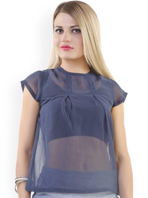 belle fille blue regular fit top