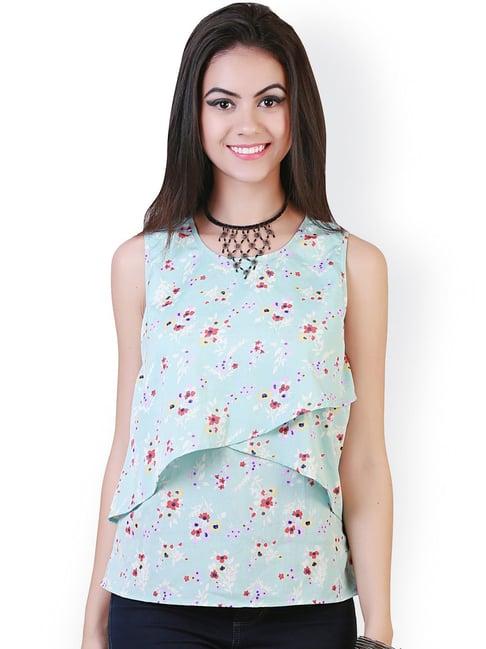 belle fille sky blue floral print top