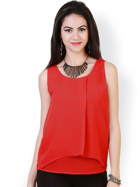 belle fille red regular fit top