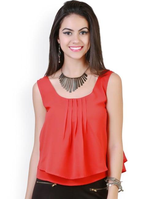 belle fille red regular fit top