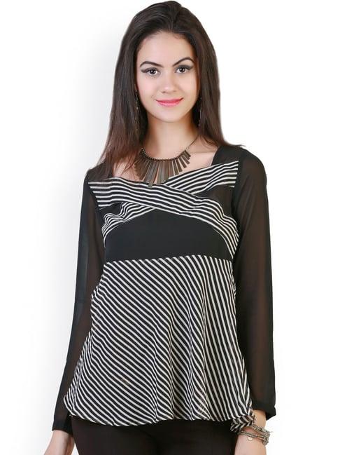 belle fille black & white striped top