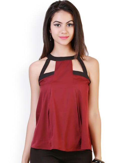 belle fille maroon regular fit top