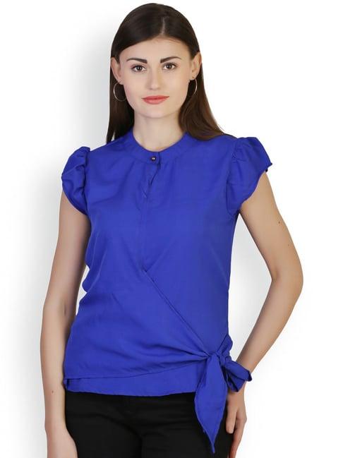 belle fille blue regular fit top