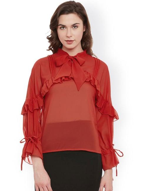 belle fille red regular fit top