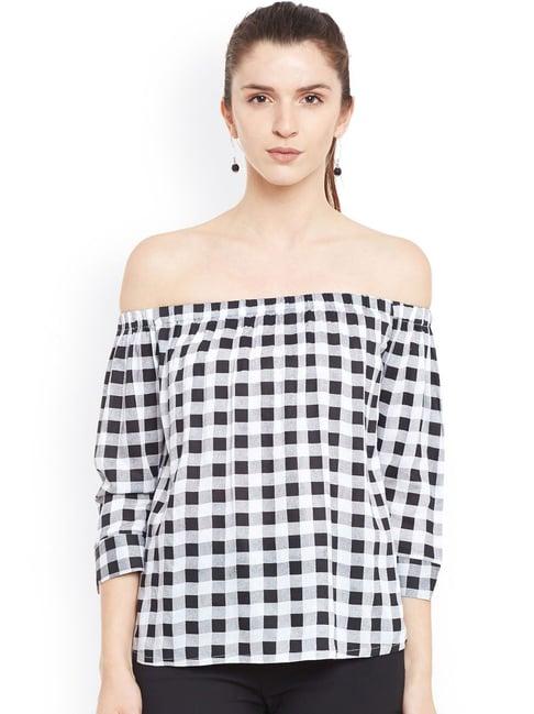 belle fille black & white checks top