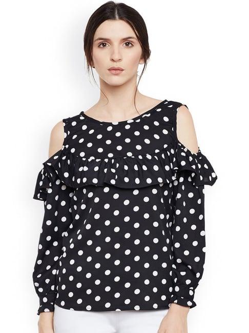 belle fille black & white polka dot top